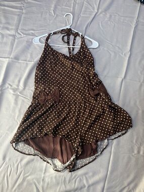 Free People Brown Polka Dot Halter Romper